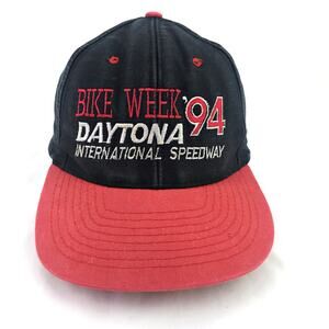 Vintage 1994 Daytona Bike Week Black Red Snapback Baseball Hat Cap